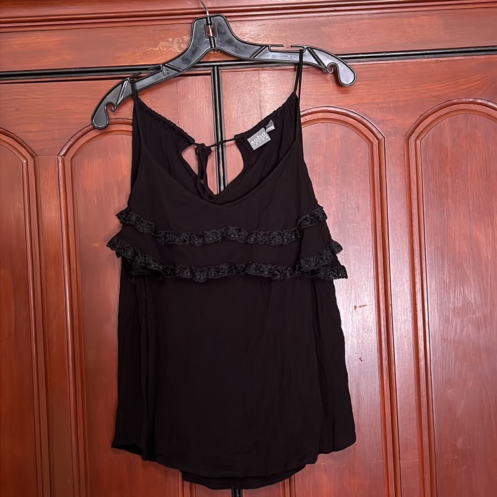 Soho New York & Company Jeans Black Layered Lace Halter Style Tank Top XL